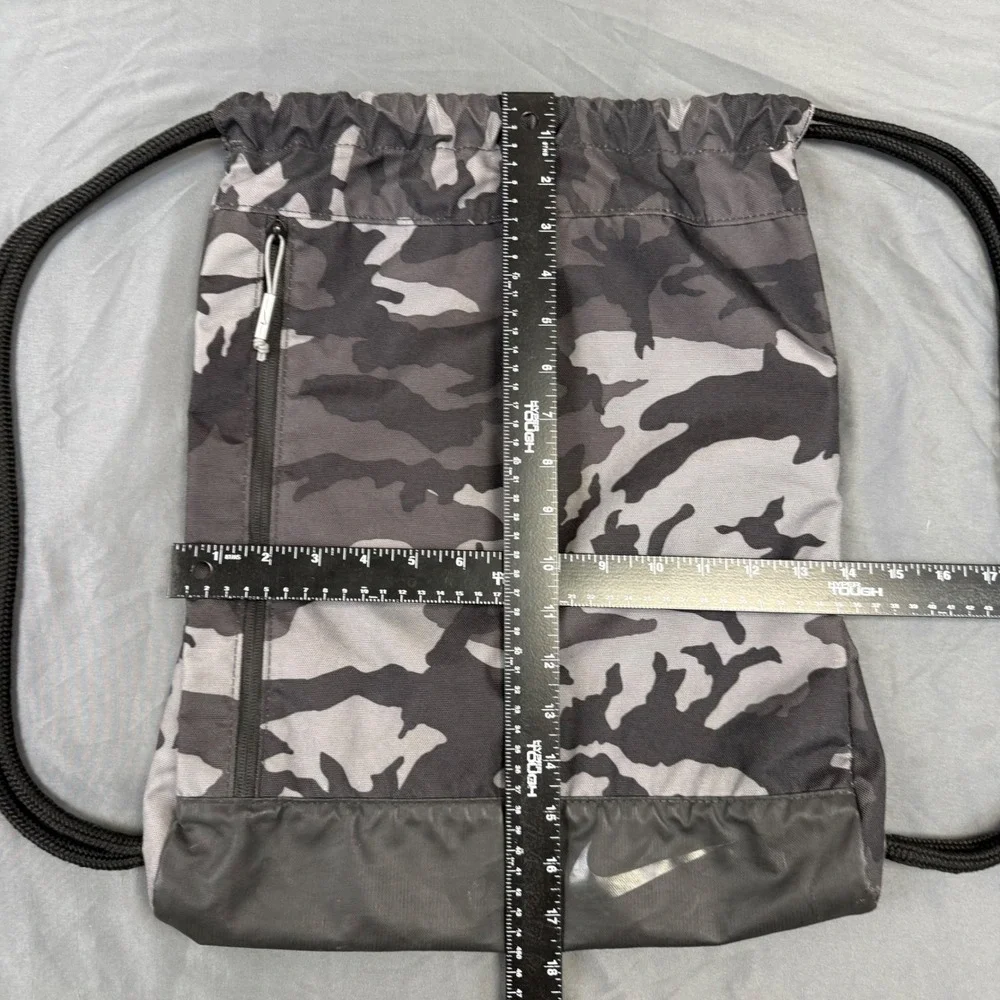 Nike Camo Drawstring Backpack Grey Black Camouflage Gym Bag BA5758-036